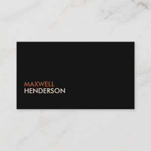 Modern Black w/ Burnt Orange + Beige Professional Business Card