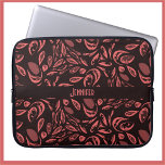 Modern Black, Warm Red Teardrop Pattern Laptop Sleeve<br><div class="desc">Modern black and warm red teardrop pattern.</div>