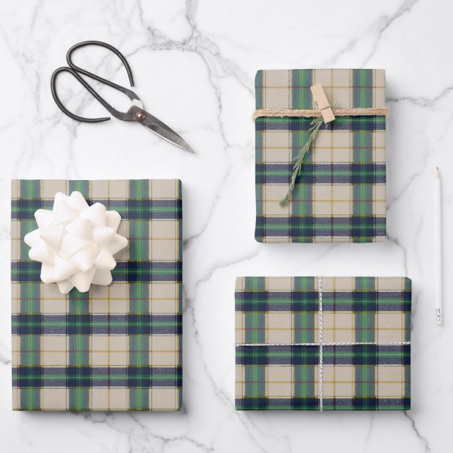 Modern Black Watch Tartan Plaid Classic Blue  Wrapping Paper Sheet (Front)