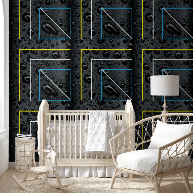 Modern Black Water Drops Moisture  Wallpaper (Kids)