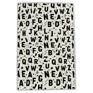 Modern Black Watercolor & Gold Glitter Pattern Medium Gift Bag