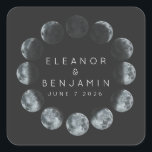 Modern Black Watercolor Moon Phases Wedding Custom Square Sticker<br><div class="desc">Modern Black Watercolor Moon Phases Celestial Wedding Custom Square Sticker</div>