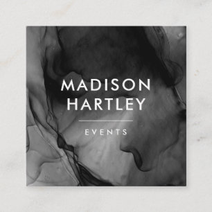 Modern Black Watercolor Square Business Card
