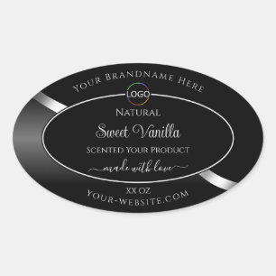 Modern Black Wavy Silver with Logo Product Labels