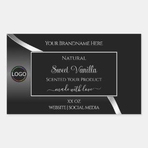 Modern Black Wavy Silver with Logo Product Labels