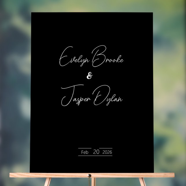 Modern Black Wedding  Acrylic Sign (Neutral)