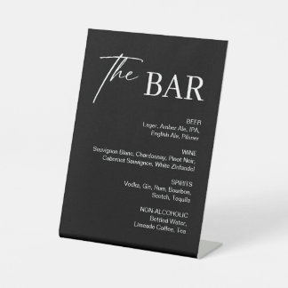 Modern Black Wedding Bar Pedestal Sign