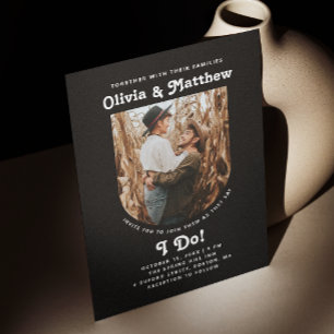 Modern Black Wedding   Elegant Minimalist Photo Invitation