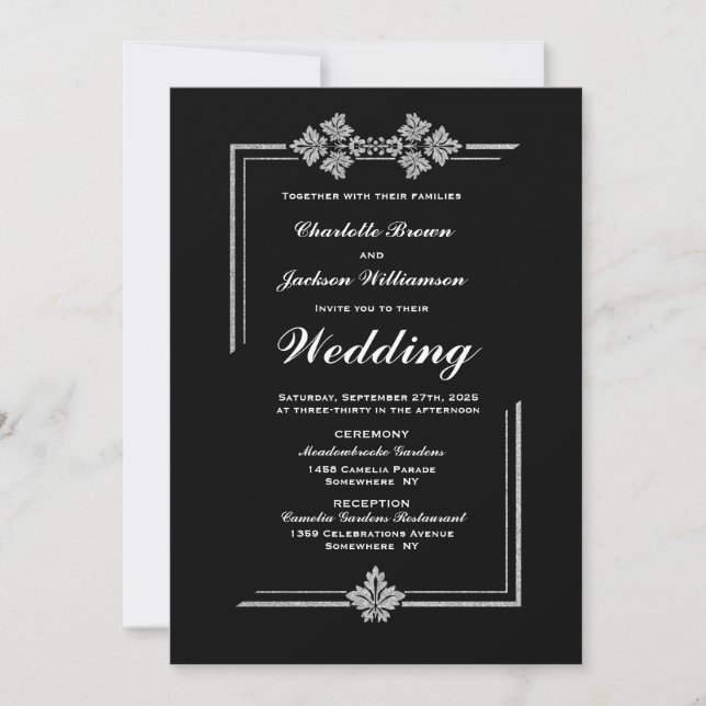 Modern Black Wedding Invitation (Front)