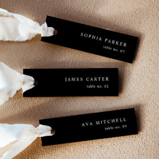 Modern Black Wedding Name Place Cards