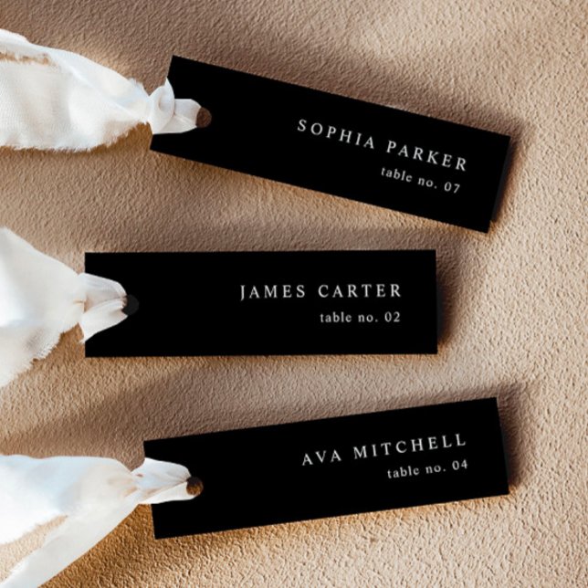 Modern Black Wedding Name Place Cards (Creator Uploaded)