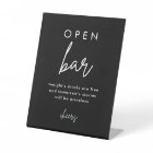 Modern Black Wedding Open Bar Table Sign