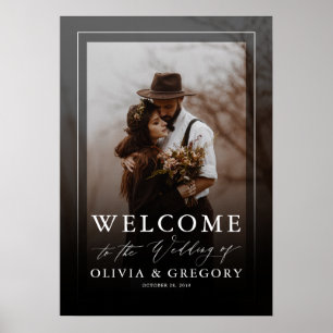 Modern Black Wedding Photo Welcome Sign