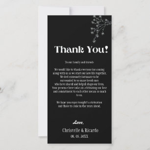 Modern black wedding place setting thank you card