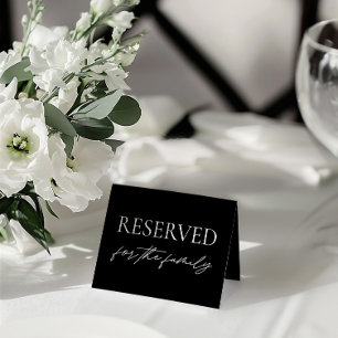 Modern Black Wedding Reserved Table Tent Sign Invitation