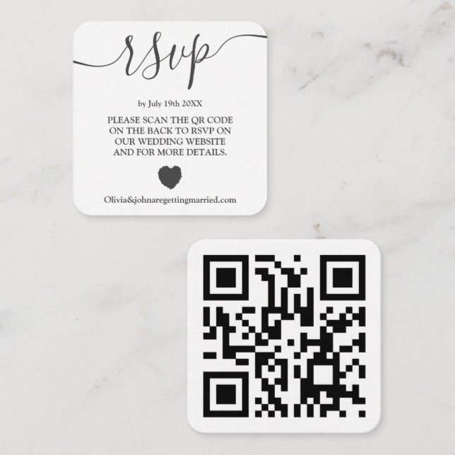 Modern Black wedding rsvp Qr code Enclosure Card (Front/Back)