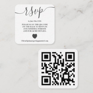 Modern Black wedding rsvp Qr code Enclosure Card