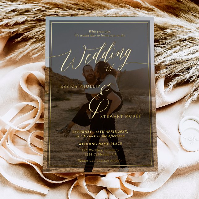 Modern black wedding script photo gold (Creator Uploaded)