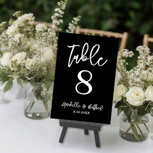 Modern Black Wedding Table Number