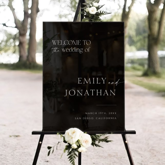Modern Black Wedding Welcome Acrylic Sign (Creator Uploaded)