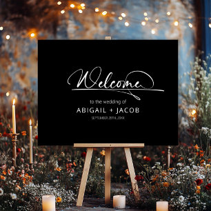 Modern Black Wedding Welcome Sign