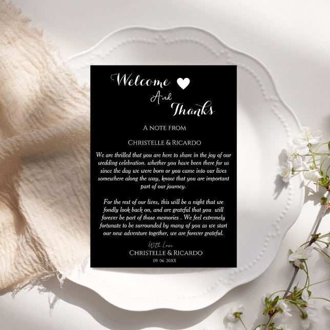 Modern Black  welcome and thank you wedding  (Creator Uploaded)