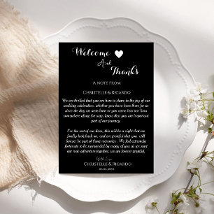 Modern Black welcome and thank you wedding Card