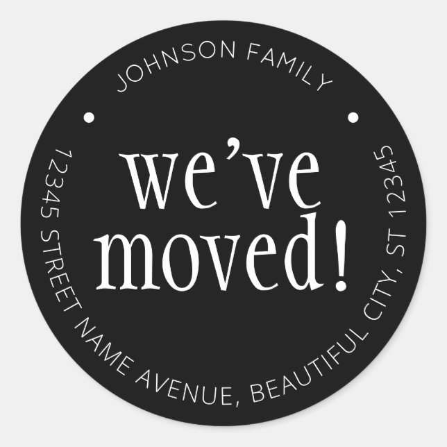 Modern Black We've Moved Chic New Address Label (Front)