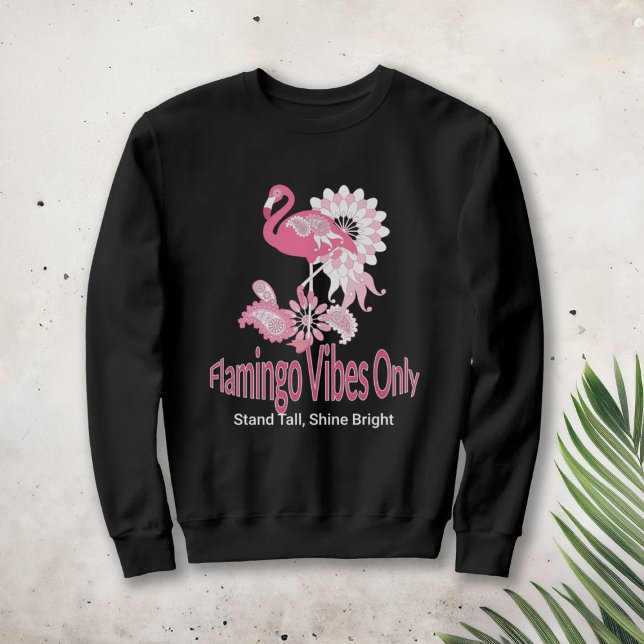 Modern Black Whimsical Tropical Bird Pink Flamingo Sweatshirt (Creator Uploaded)