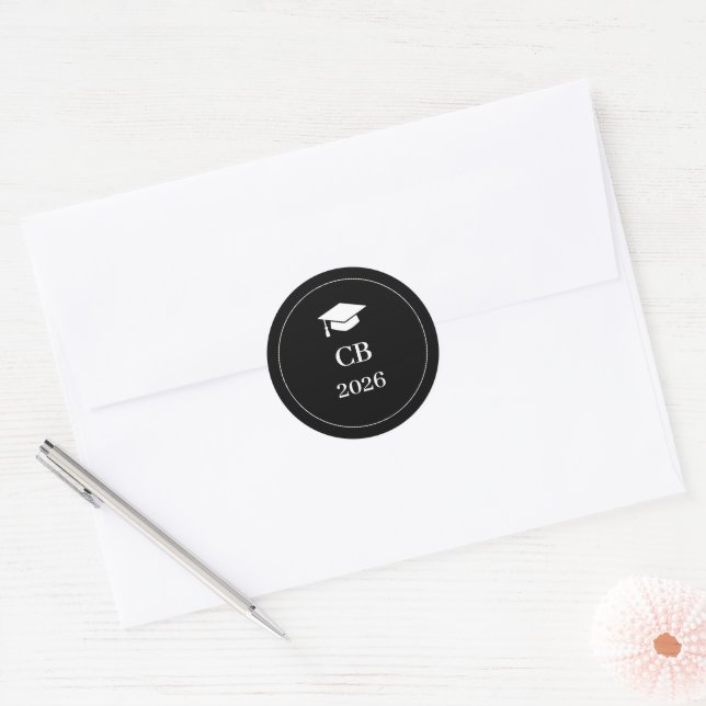Modern Black & White 2026 Grad Envelope Seal (Envelope)