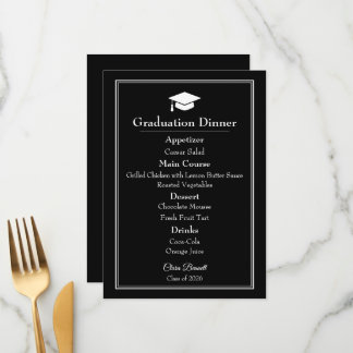Modern Black & White 2026 Graduation Menu