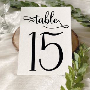 Modern black white 3.5x5 table number   Table 15