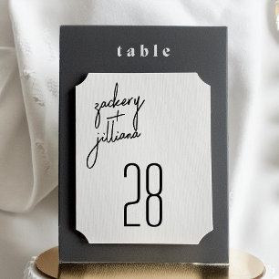 modern black white 5" x 7" wedding table number