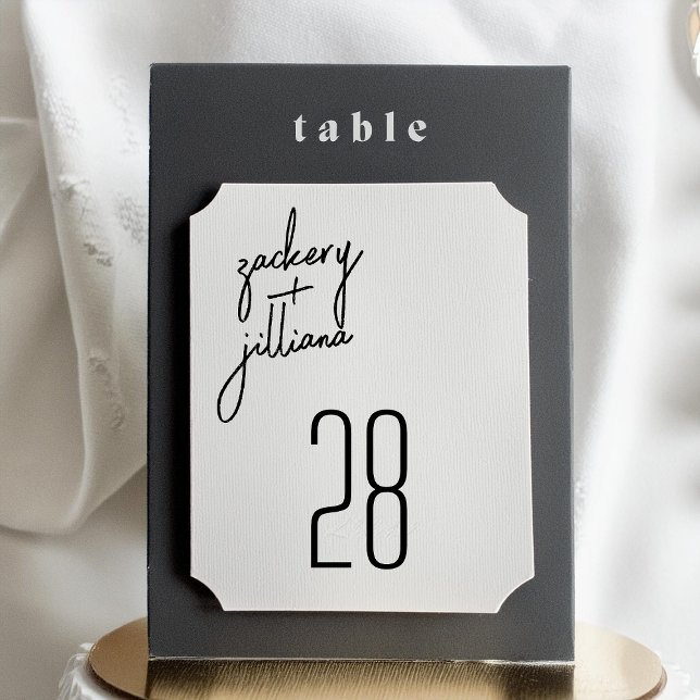 modern black white 5" x 7" wedding table number (Creator Uploaded)