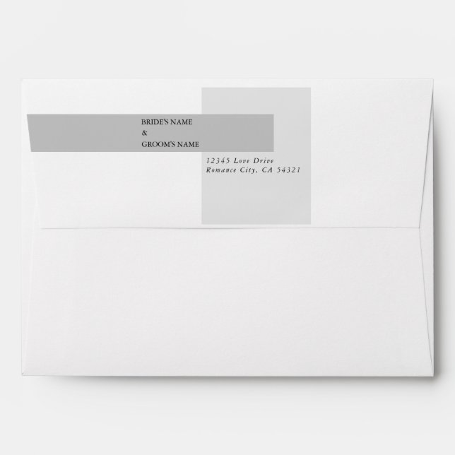 Modern Black & White 5x7 Wedding Invitation Envelope (Back (Top Flap))