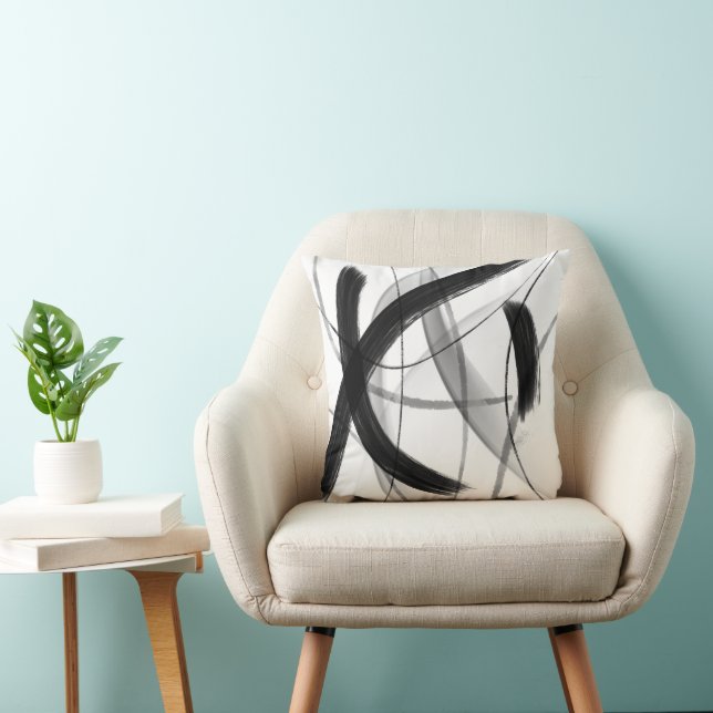 Modern Black & White abstract Cushion (Chair)