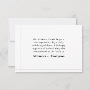 Modern Black & White Abstract Funeral Thank You Card
