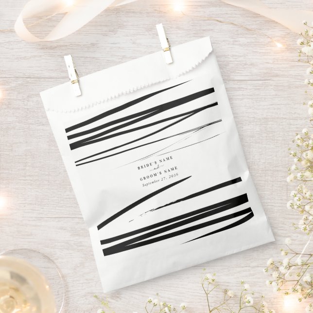 Modern Black White Abstract Wedding Favour Bags (Clipped)