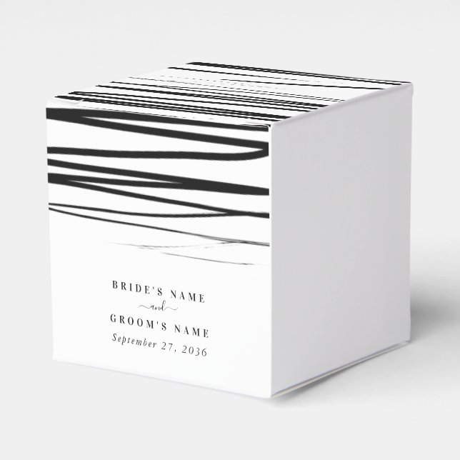 Modern Black White Abstract Wedding Favour Box (Front Side)