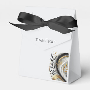 Modern Black White and Gold Botanical Wedding Favour Box