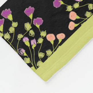 Modern Black White and Green Fleece Blanket