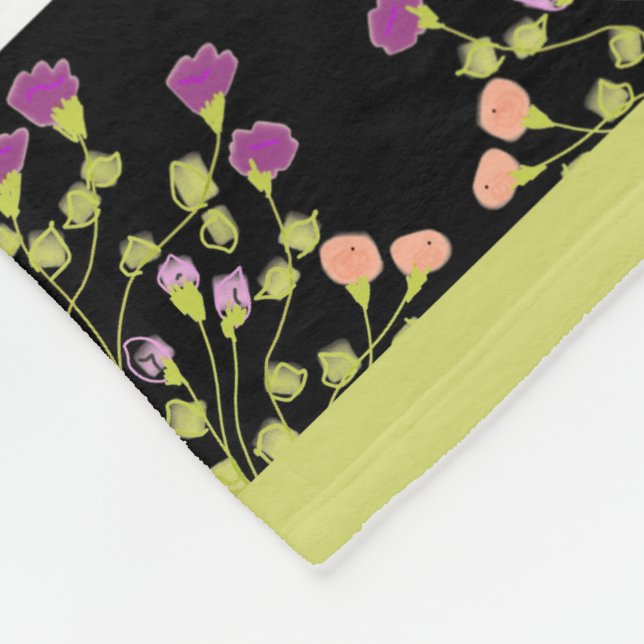 Modern Black White and Green Fleece Blanket (Corner)
