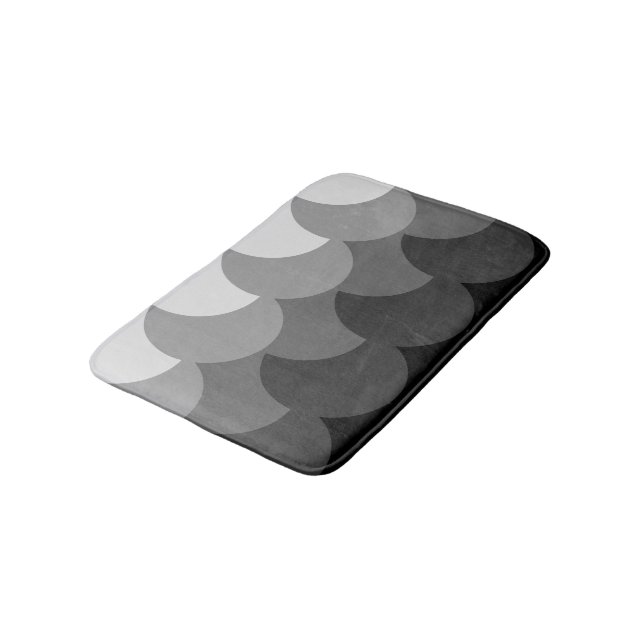 Modern Black White and Grey Overlapping Circles Bath Mat (Angled)