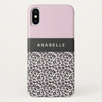 Modern black, white and pink animal leopard print