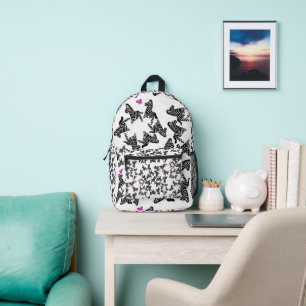 Modern black white and pink wild zebra printed backpack