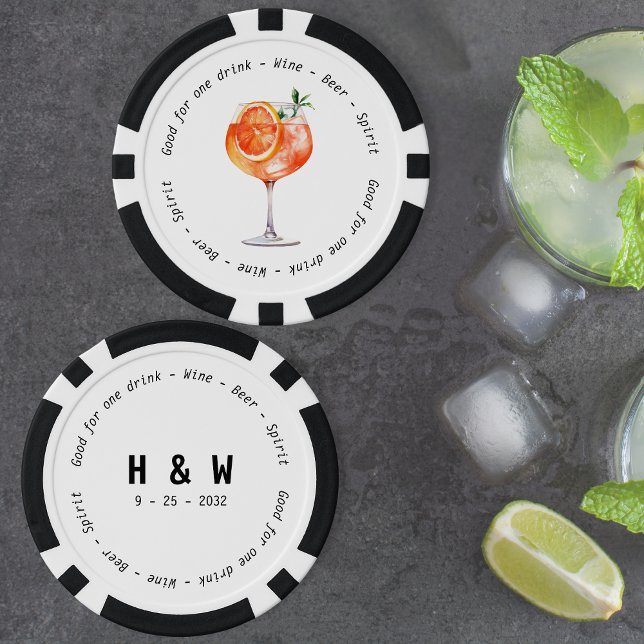 Modern Black White Aperol Drink Voucher Wedding Poker Chips (Modern Black White Aperol Drink Voucher Wedding Poker Chips)