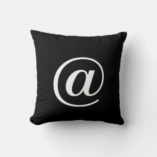 Modern Black & White @ (at sign) Button Cushion