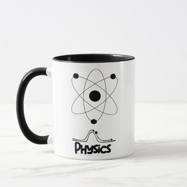 Modern Black & White Atom Physics Mug (Left)