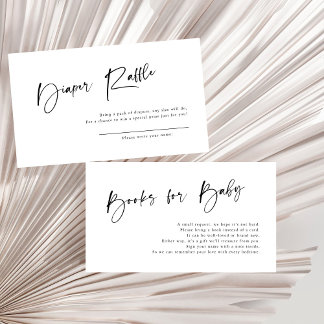 Modern Black & White Baby Shower Diaper Raffle Enclosure Card