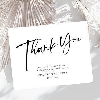 Modern Black & White Baby Shower Thank You Card